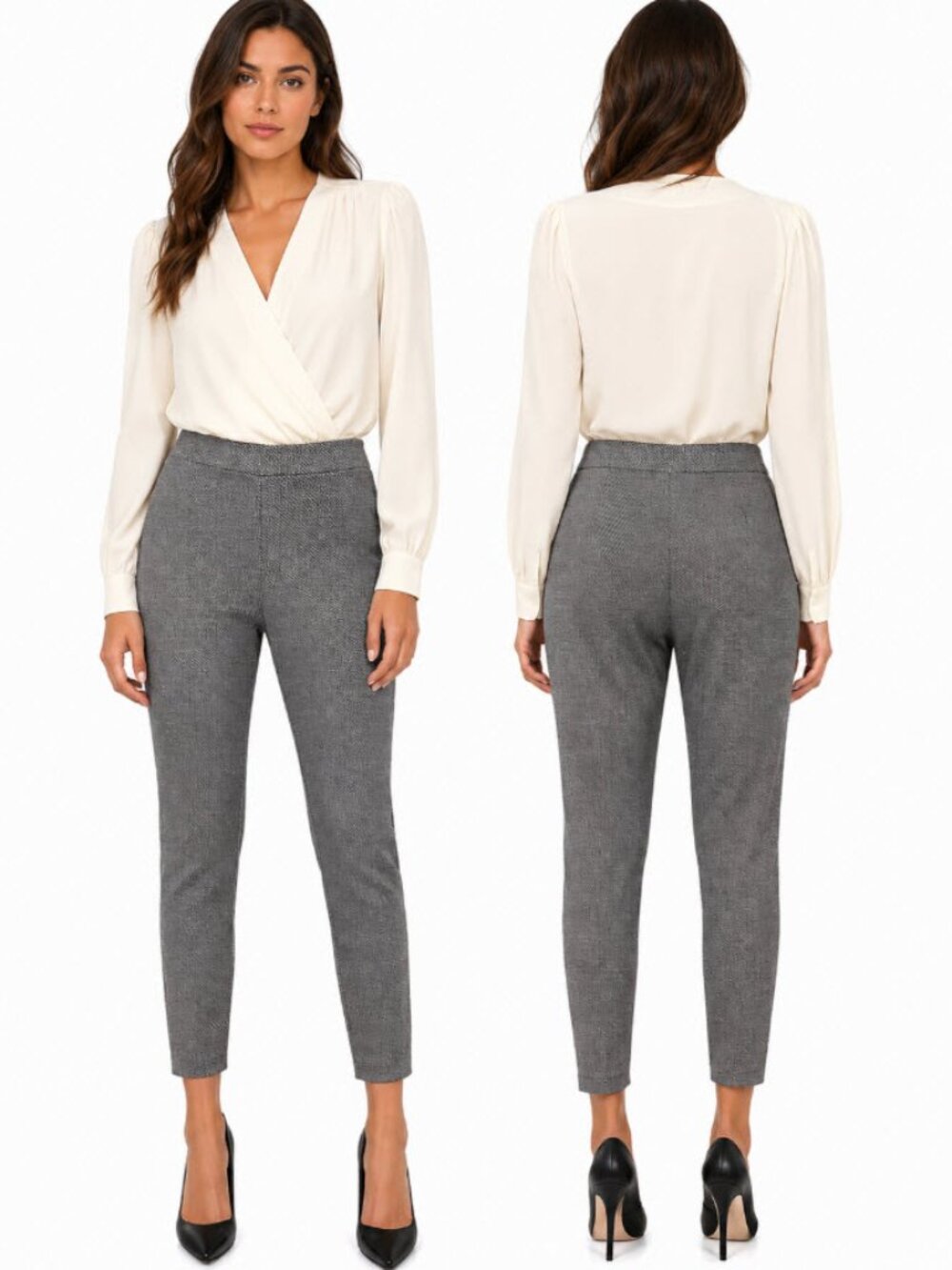Judith & Charles Grey 100% Virgin Wool Textured Straight Leg Pants Size 4